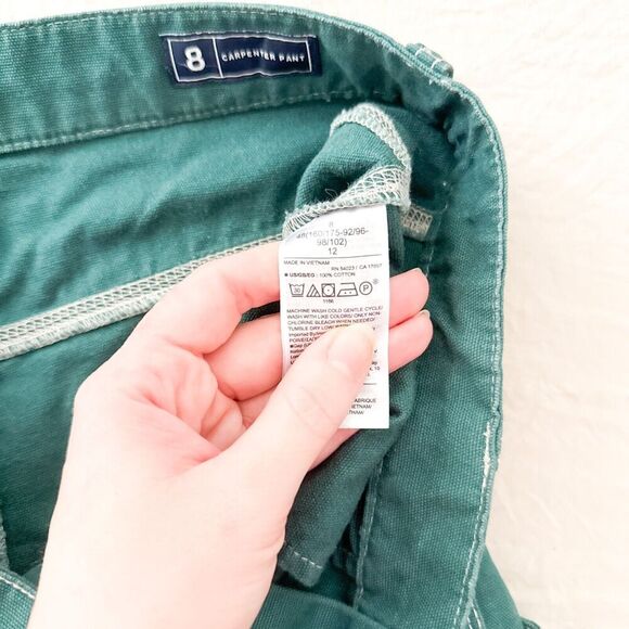 GAP High Rise '90s Loose Carpenter Pants 8 Green Cargo Utility - Picture 10 of 10